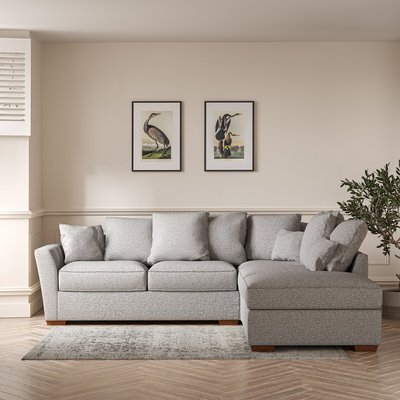 Florence Scatterback Woven Right Facing Corner Sofa & Footstool with Dark Brow SO'HOME