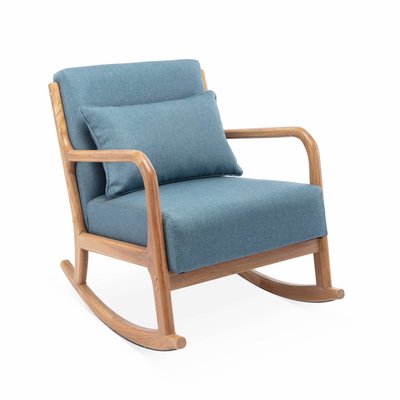 Rocking chair scandinave bois d'hévéa et tissu LORENS SWEEEK