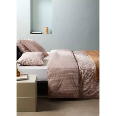 Housse de couette percale de coton réversible à rayures et fleurs Lit 90 cm MANGO HOME