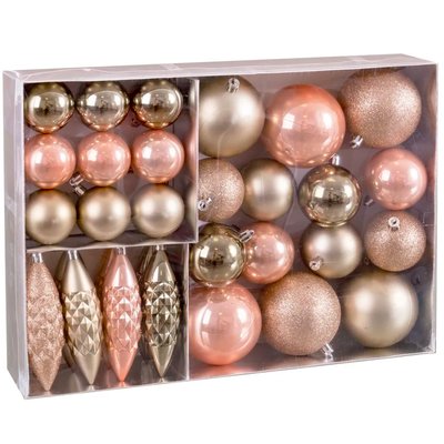 Set de 31 boules de Noël rose et doré WADIGA
