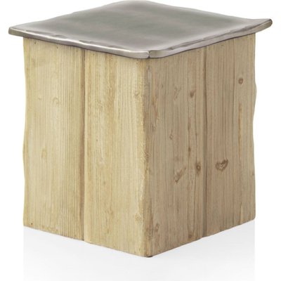 Tabouret bois naturel assise métal effet artisanal RECOLLECTION