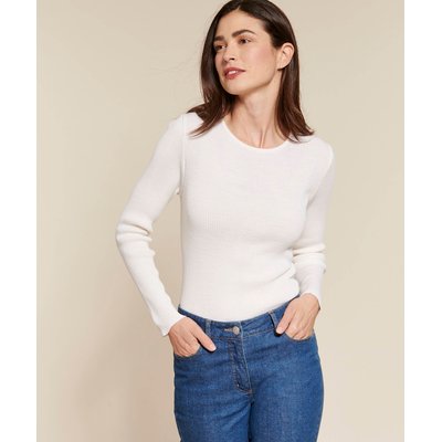 Pull col rond en laine mérinos, uni et rayé DAMART