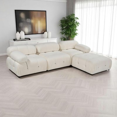 Canapé d'angle modulable écru - tissu bouclette RONDA PIER IMPORT