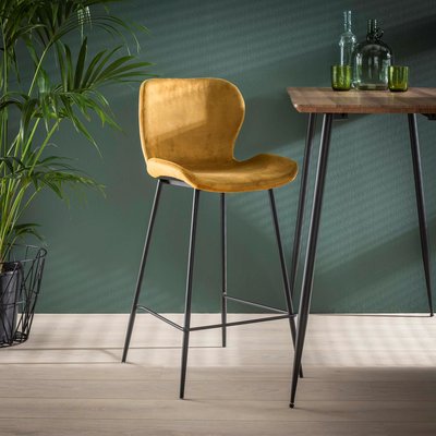 Chaise de bar en tissu velours doré MELBOURNE (lot de 2) PIER IMPORT