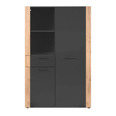 Buffet haut gris foncé 2 portes 1 tiroir ALVA PIER IMPORT