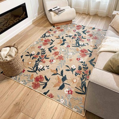 Tapis intérieur à motif fleurs beige GARDEN NAZAR RUGS