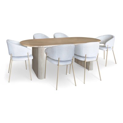 Ensemble table ovale et 6 fauteuils en tissu NOW'S HOME