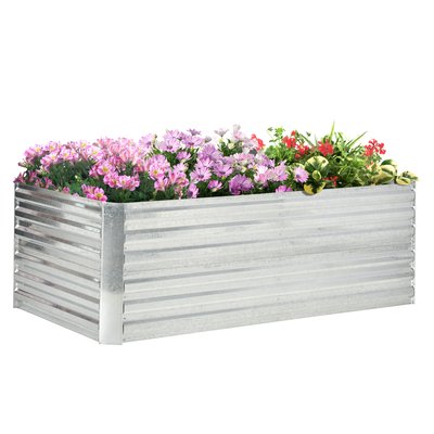 Carré potager tôle d'acier ondulée galvanisée OUTSUNNY