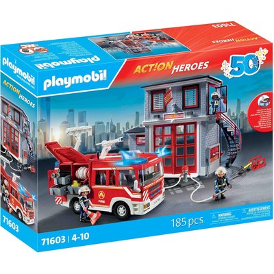 Poste de pompiers avec camion d'intervention PLAYMOBIL