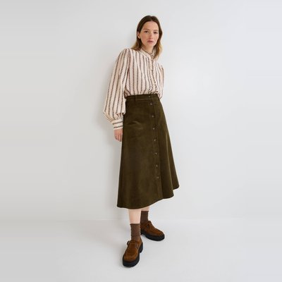 Jupe midi en velours MONOPRIX