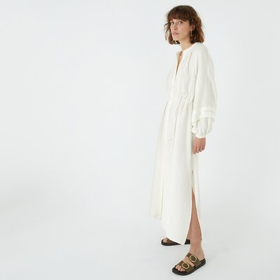 Robe longue en gaze de coton, manches bouffantes LA REDOUTE COLLECTIONS