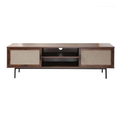 Meuble TV décor noyer avec façades en tissu  L140 cm - JETSON CALICOSY