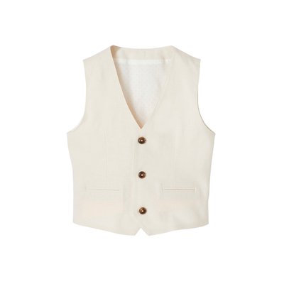 Veste sans manches de cérémonie en coton/ lin VERTBAUDET