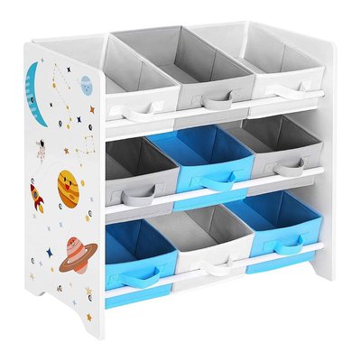 Etagère pour enfant avec 9 bacs de rangement amovibles CALICOSY