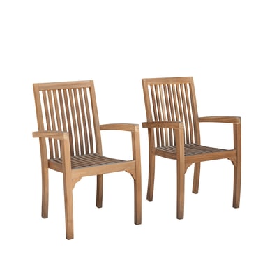 Lot de 2 fauteuils de jardin en teck massif empilables  MALTE BERAH GETAH