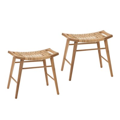 Tabouret en teck et rotin (lot de 2) - ALLISTER HELLIN, DEPUIS 1862