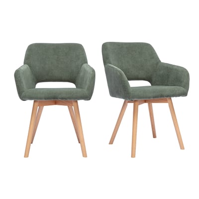 Chaises en tissu effet velours texturé terre brûlée et bois clair (lot de 2) LAURETTE MILIBOO