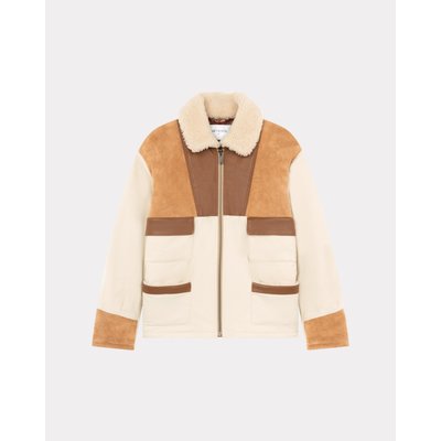 Manteau en peau lainée et empiècements cuir BOUME CHEVIGNON
