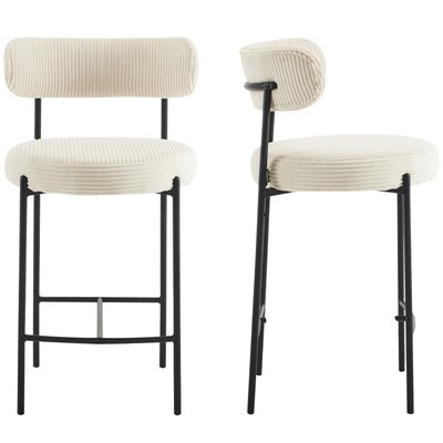 Lot de 2 tabourets de bar en velours côtelé - EVORA HOMIFAB