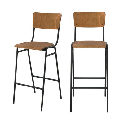 Lot de 2 chaises de bar en bois - CLEM RENDEZ-VOUS DÉCO
