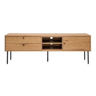 Meuble TV finition en bois clair chêne et métal noir L160 cm PERNELLE MILIBOO