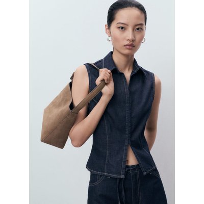 Top denim coutures contrastantes MANGO