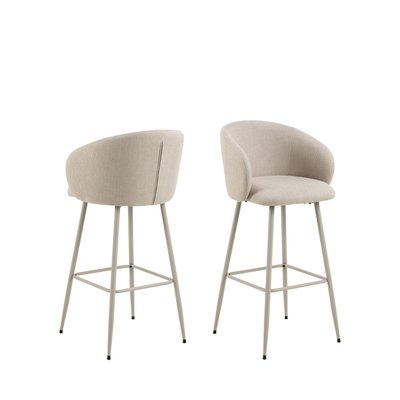 Lot de 2 tabourets de bar en tissu pieds beiges H78cm- VAKO DRAWER