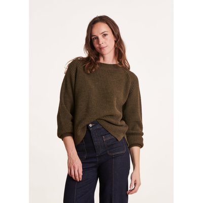 Pull encolure ronde en maille côtes perlées LA FEE MARABOUTEE