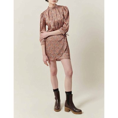 Robe courte, col montant, manches 3/4 ERINA SESSUN