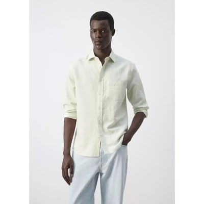 Chemise en coton de lin à coupe régulière MANGO MAN