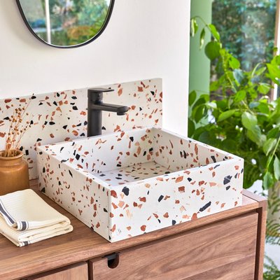 Vasque carrée en terrazzo premium brown MADE TIKAMOON