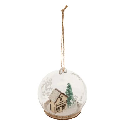 Boule de noel transparente maison enneigee EDEN