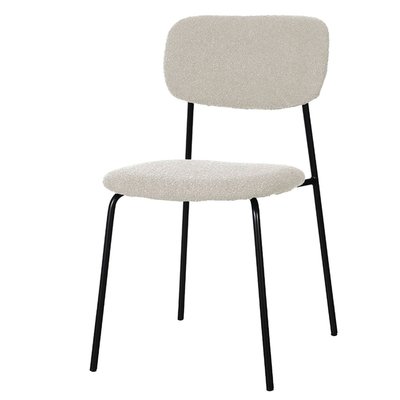 Chaise tissu bouclette écru et pieds métal noir 52x44x79cm WADIGA