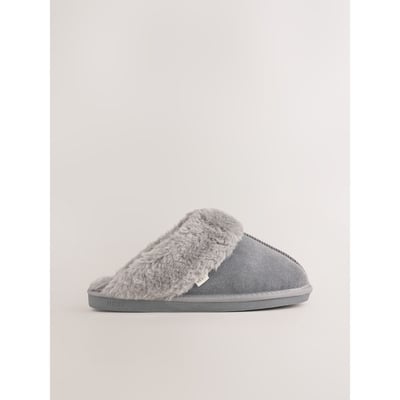 Chaussons mules en daim à imitation fourrure NEXT