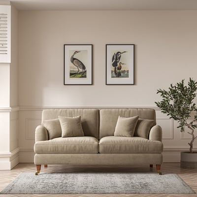 Emeline Textured Velvet 3 Seater Sofa with Castor Legs ÉDITÉ