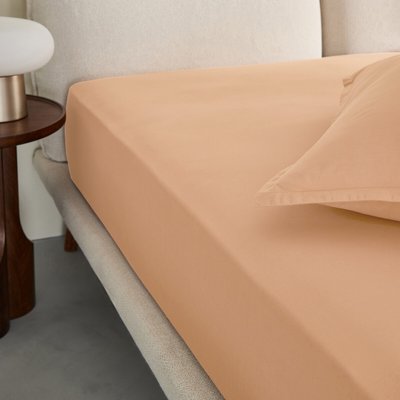 Drap-housse en percale lavée, bonnet 30 cm, Sabbal AM.PM