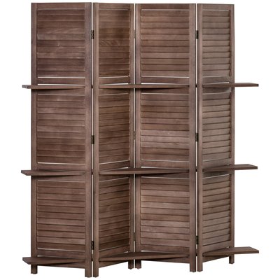 Séparateur de pièces 4 panneaux 3 étagères pliables bois HOMCOM