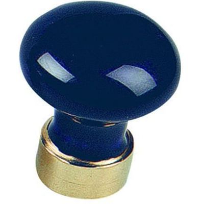 Bouton De Tiroir Porcelaine Base Laiton Bleu Marine Ø30 Mm MERIGOUS