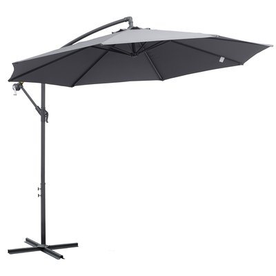 Parasol déporté octogonal rabattable dia. 3 m pied en croix gris OUTSUNNY