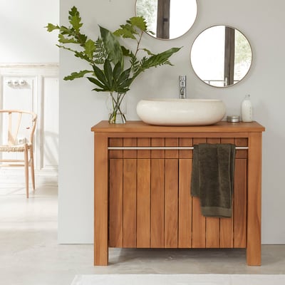 Meuble de salle de bain en teck massif 102 cm  PORTO BERAH GETAH