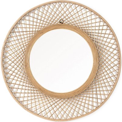Miroir mural rond en bambou et bois style naturel rustique RECOLLECTION