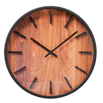 Horloge murale noire et bois 30x30x4cm WADIGA