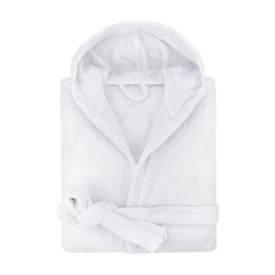 Peignoir capuche 100% Coton BIO, DOUCEUR NATURE BLANC CERISE