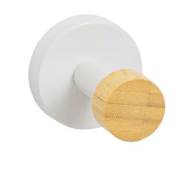 Patère 1 crochet en métal blanc et bois WADIGA