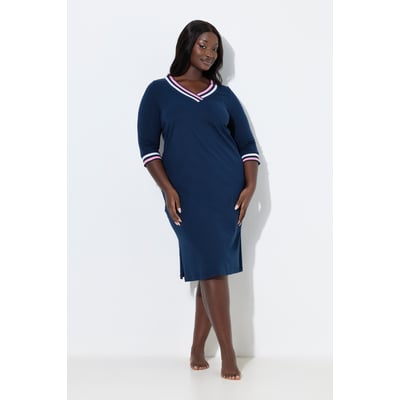 Chemise De Nuit Taille 42/44 - Blanc & Rose - Coton/Polyester - Occasion Très Bon État
