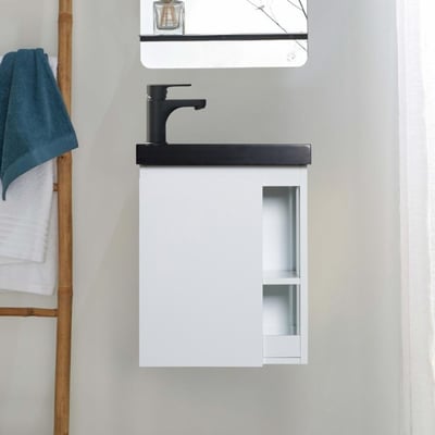 Ensemble lave-mains avec rangement latéral et robinet noir HAMPTON MOB IN
