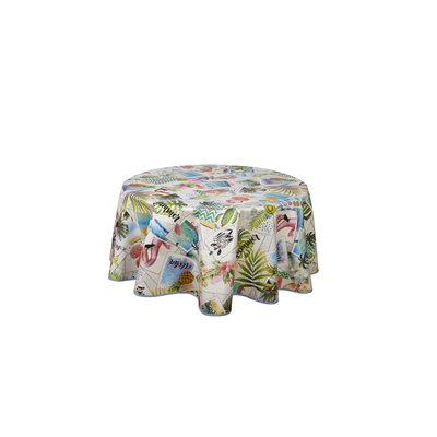 Nappe ronde en toile cirée tropicale Party TOILINUX