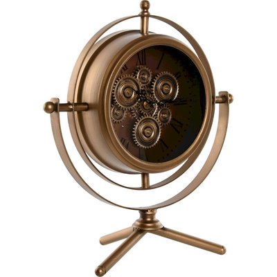 Horloge de table dorée style vintage en métal et verre RECOLLECTION