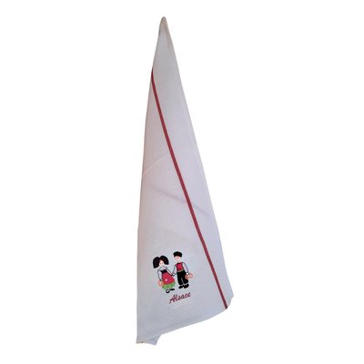 Torchon Nid d'abeilles Couple Enfants Alsace WINKLER