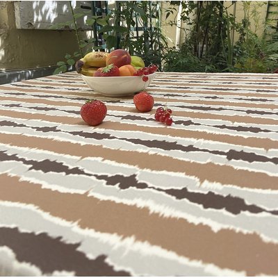 Nappe coton enduit ronde ou ovale ikat FLEUR DE SOLEIL